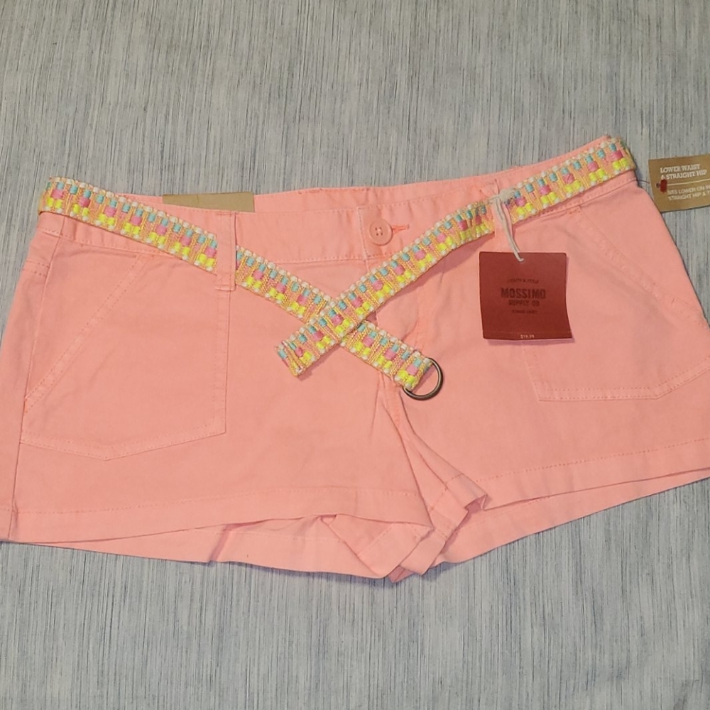 NWT Mossimo coral pink belted shorts size 9